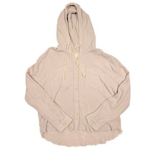 Uncharted Threads Purple Cotton Crinkle Button Up Hoodie Women's Size L NWT‎